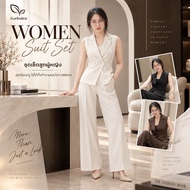 Women's Vest SUIT Style Long Pants Set Size S-4XL Classic Collar Design Beautiful And Polite Tones S