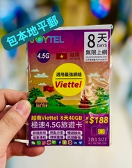 🌟限時優惠包平郵🌟 JOYTEL 越南 8日 每日5GB後限速