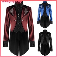 Men Victorian Medieval Coat Punk Tuxedo Halloween Cosplay Costume Tailcoat Gothic Steampunk Trench F