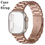 เคสรูปลักษณ์พิเศษ + สายนาฬิกาโลหะสำหรับนาฬิกา Apple 8 7 6 SE 5 4วงเหล็กสแตนเลสสำหรับ I Watch 44มม. 4