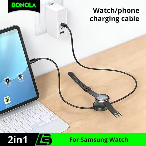 Bonola Magnetic Watch Charger Cable for Samsung Galaxy Watch Ultra 8/7/6 2 in 1 Fast Charging Cable 