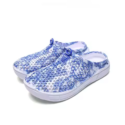 Women's Green Peaked Clogs Summer Slip-On Shoes Comfortable Breathable EVA Material Fashionable Foot