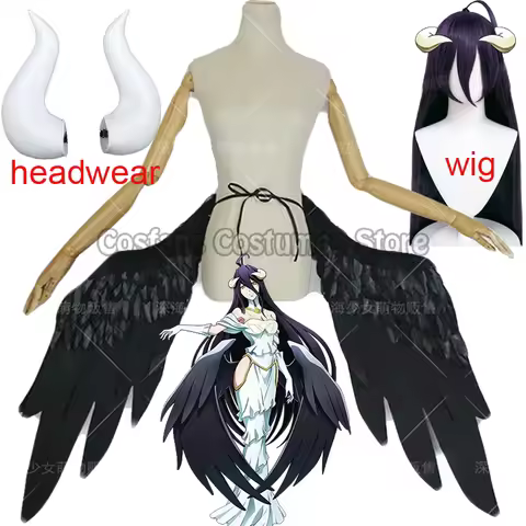 Overlord Albedo Wings Cosplay Costume Props for Halloween Party Overlord Cosplay Costume Women White