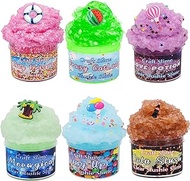 sloueasy 6 Pack Glimmer Slime Crunchy Slime kit,Unicorn Slime Mermaid Slime Strawberry Orange Leaf S