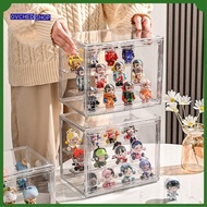 OVCHED SHOP Collapsible Display Box Case Dustproof 3 Tiers Action Figure Organizer Stackable Plastic Stackable Storage Box For Popmart Figures Labubu