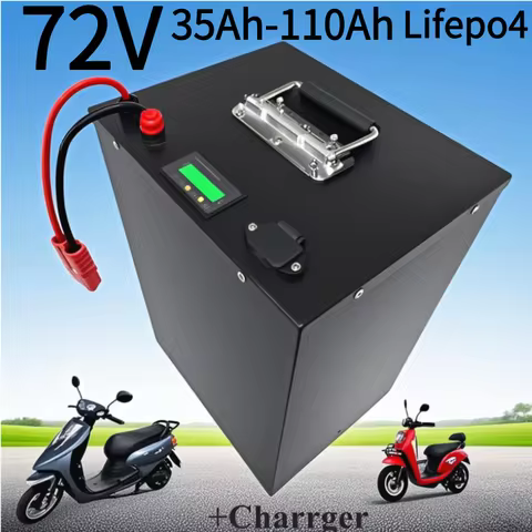 72v Lifepo4 40Ah 50Ah 60Ah 70Ah 80Ah 100Ah 110Ah Lithium Battery for 2KW 3KW Rickshaw Skateboard Two