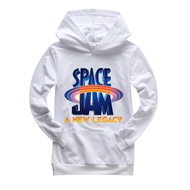 Space Jam เสื้อสเวตเตอร์มีฮู้ดสำหรับเด็ก,เสื้อสเวตเตอร์แฟชั่นมีฮู้ดแขนยาวพิมพ์ลายตัวอักษรมีกระเป๋าใส