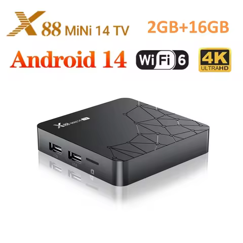X88 Mini 14 With Android 14.0 OS 2GB RAM 16GB ROM RK3518 Quad-Core CPU 4K Video Decoder 2.4G/5.0GHz 
