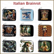 HQ Italian Brainrot PU Short Zipper Wallet Printed Anime Multifunctional Tralalelo Tralala Card Bag