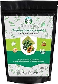 AYURVEDASHREE Papaya Leaf Powder 200 Gm | Dried from Fresh Green Leaves, Good to Make Tea, Juice Extract, 100% Leaves Powder(No Fruit, No Seeds) | Non-GMO,Vegan | Herbal &amp; Natural