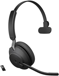 Jabra Evolve2 65 Wireless Headset – Noise Cancelling Microsoft Teams Certified Mono Headphones with Long-Lasting Battery – USB-A Bluetooth Adapter – Black