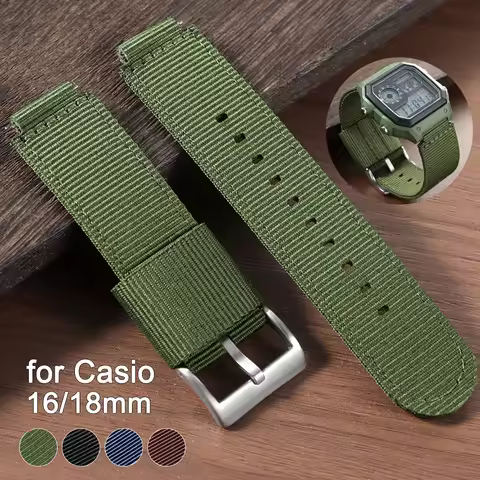 16mm 18mm Nylon Watch Band for Casio AE-1200 1300 F-108 SGW-300/400/500 DW6900 W-218H Quick Release 