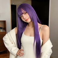 E-commerce Wig Female Purple Long Straight Wig African Princess Cut Bangs Chemical Fiber Full Headge