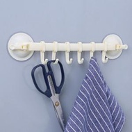 KF - 多用衛生間 廚房 浴室無痕挂鉤 免釘強力鎖扣式連壁掛架 （米黃）#(KFF)