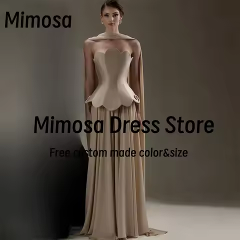 Mimosa Vestidos De Gala Prom Dresses 2025 Newest Strapless Evening Party Gowns with Shawls Bespoke O