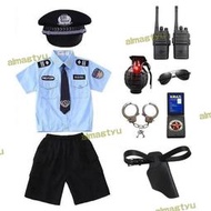 【公司貨】兒童小交警演出服短袖小警察制服短袖警官服玩具男女童服裝