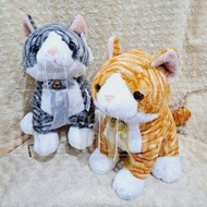 Jumbo Comb Striped Cat Doll Cat Sit Doll Bell Ribbon Orange Cat Doll Grey Cat Doll