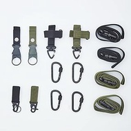 AWAKINK 14pcs Tactical Molle Attachments Set Backpack Belt Accessories Kit with Packing Strap Belt Clip Keychain Key Holder Water Bottle Clip and Locking Clips for Outdoor Camping Hiking Traveling