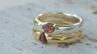 石榴石簡約銀戒指
