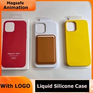 [With Animation] Liquid Silicone Magnetic Case For iPhone 12 Pro Max 12 Mini 12Pro Shockproof Cases Wireless Charging M-agsafe Full Protect Cover