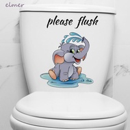ELMER Elephant Playing Water Stickers, Elephant Playing Water Elephant Toilet Decals, Creative Lovel