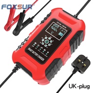 Foxsur Seven-segment motorcycle battery charger UK plug (12V/24V/10A)
