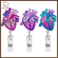 YELGIRL ID Name Card Tag, Badge Reel Work Accessor Heart Badge Reel, Acrylic Heart Acrylic Nurse Bad