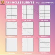 PLRBOK 10pcs A4 4 Holes 1/2/3/4/6/8/10 Pockets Sleeves Gaming Trading Card Album Pages D-Ring Binder Photocards KPOP BTS Postcard