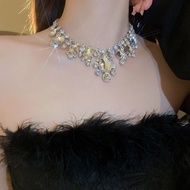 2025 Diamond Necklace Super Flashing Niche Necklace Light Luxury Diamond Necklace Super Bridal Neckl