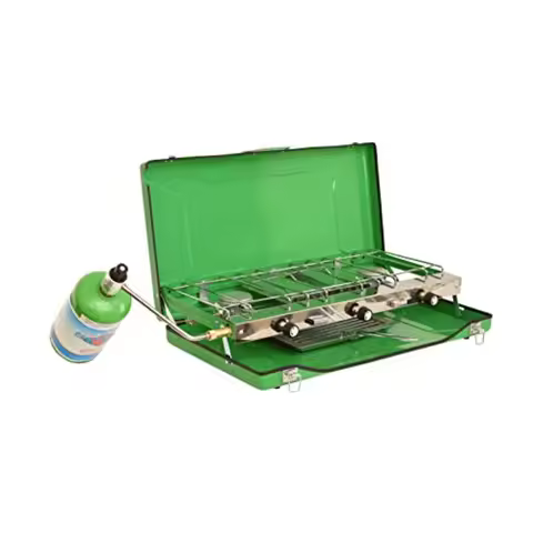 3Burner Portable Camping Stove Grill with Toast Tray for Outdoor Cooking and Backpacking Compatible 