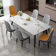 信尔诺岩板餐桌家用轻奢简约小户型长方形吃饭桌防大理石饭桌餐桌椅组合 哑光雪山白12mm(单桌) 120cm *60*74