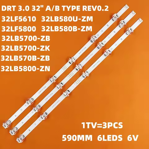 3Pcs/set 32in 590mm LED Backlight Strip for LIG 32LB 6led 32LB570B 32LB570U 32LB570V 32LB572U 32LB62