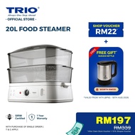 Trio Food Steamer With Jumbo Capacity (20L) | 2-Tier Electric Steamer | Healthy Cooking | Kukus Elek