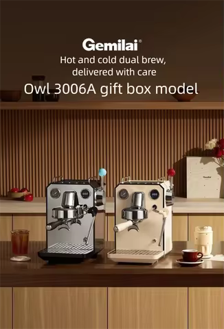 Gemilai G3006A Owl Hot and Cold Brew Semi-Automatic Coffee Machine, Small Freshly Ground for Home Us