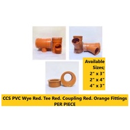 CCS PIPE PVC Sanitary Orange Fittings [3"x2",4"x3",4"x3"] Wye Tee Coupling Reducer For PVC Pipes