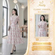 (DELIVER NOW - GENUINE DVC DRESS) DVC5974 feminine pink V-neck floral dress [Dolce Viva Collection (