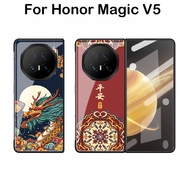 MagicV5 Casing Case For Honor Magic V5 Magic V3 Magic V2 Magic V Customized Lion Dragon Pattern Acry