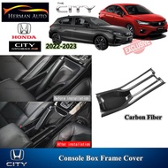 HermanAuto Honda City RS GN2 Hatchback City 2021 2022 Carbon Fiber Console Box Frame Cover Garnish A