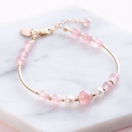 粉晶珍珠14KGF手環 | 粉水晶手鍊 天然戀愛水晶客製化手鏈