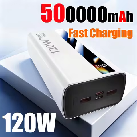 500000mAh High Capacity PowerBank 120W Super Fast Charging Portable External Battery Powerbank for i