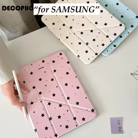 Ins Gentle Full Screen Star Y2K 3+Y-fold Tablet Case For Samsung Galaxy Tab A8/A9/A11+FE LITE PLUS/T