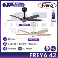 FIERO FREYA 42 Inch 5 Blades 12 Speed Forward + Reverse Remote Control DC Motor Ceiling Fan Kipas Si