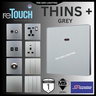 [FREE GIFT] reTouch Thins+ Glass Graphite Grey Smooth & Soft finishing Switch 1G,2G,3G,4G,13A,20A