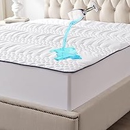 Siluvia Twin Mattress Protector Waterproof Mattress Cover-Pillow Top Mattress Cover Quilted Fitted Mattress Protector Top 8-21" Deep Pocket Cooling Mattress Topper (White, Twin)