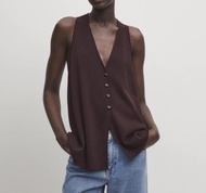 Spanish Single 2024 Summer Maillard Old Money Wind Deep V-neck Knitted Vest Sleeveless Vest Cardigan