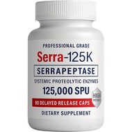 Serra-125K Serrapeptase-High Concentration 125 000 SPU Per Capsule (250 000 2 Capsules) | Delayed Re