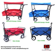 Foldable Wagon Stroller w Brake Collapsible Outdoor Camp Utility Garden Wagon Shopping Cart