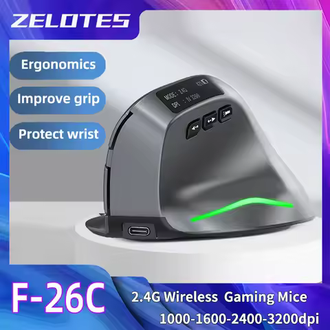 Zelotes F-26C Computer Laptop Office Mouse 2.4G Wireless Gaming Mouse Bluetooth Mouse DPI Adjustable