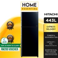 Hitachi 443L Inverter X Dual Fan Cooling 2 Door Stylish Line Glass Series Refrigerator R-VGX490PM9 G