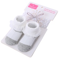Baby Socks And Headband Set Cotton Ankle Socks With Elastic Hair Band Stokin Bayi Cekak rambut bayi
